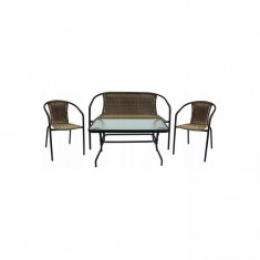 Set mobilier gradina/terasa, maro, 1 masa, 2 scaune, 1 banca, Nero