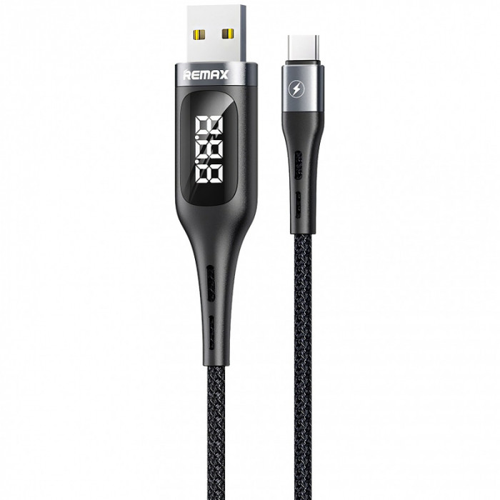 Cablu Incarcare USB la USB Type-C Remax Intelligent Digital Data Timer, 2,1A, RC-096a, 1.2 m, Negru