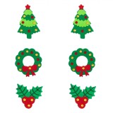 Set Autocolante, Modele de Crăciun, 6 Bucăți, Culoare Verde, Material P&acirc;slă, Oem