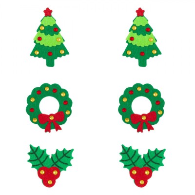 Set Autocolante, Modele de Crăciun, 6 Bucăți, Culoare Verde, Material P&amp;acirc;slă foto