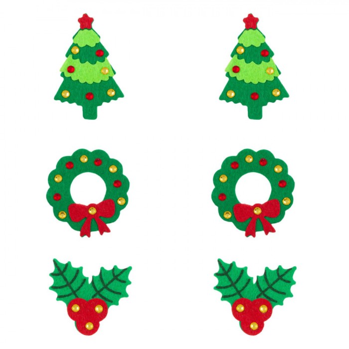 Set Autocolante, Modele de Crăciun, 6 Bucăți, Culoare Verde, Material P&acirc;slă