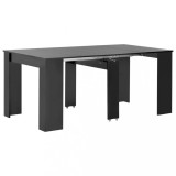 VidaXL Masă de bucătărie extensibilă, negru extralucios, 175x90x75 cm