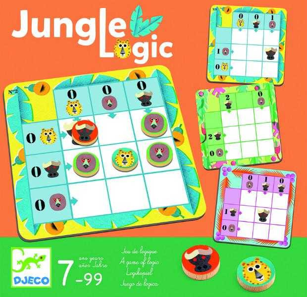 Joc jungle logic Djeco - Joc de logică cu 30 de cartonase si 9 tokenuri cu animale