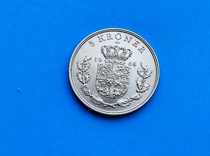 5 Kroner 1968 Danemarca-stare buna!!!!