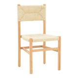 Cumpara ieftin Scaun Oarvine lemn de cauciuc si sfoara naturala 46x52x88 cm