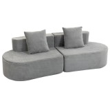 HOMCOM Canapea modulară 3 locuri, cu șezut lat și ad&acirc;nc, arcuri &icirc;mpachetate individual, catifea reiata, gri deschis | Aosom Romania