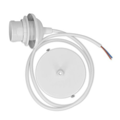 Cablu adaptor 80cm cu dulie E27 pentru plafon, Kwmobile, Alb, PVC, 38943 foto