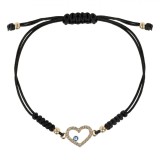 Brățară Macrame, Inimă Aurie, Ochi Albastru, Negru, Oem