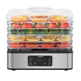 Deshidrator HFD-K400SS, 400 W, Ecran led si comanda electronica, 5 tavi, timer, Decoratiuni din Inox
