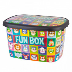 Cutie depozitare pentru copii , 50 litri, FUN BOX, multicolor cu animalute foto