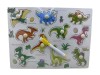 Incastru Lemn Dinozauri cu Tablita Desen Marker Inclus, Joc Educativ Motricitate, Puzzle Lemn 30x23 cm, Recomandat 3+ Ani