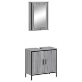 Cumpara ieftin Set mobilier de baie, 2 piese, gri sonoma, lemn prelucrat