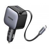 Incarcator Auto Cu Cablu USB-C UGREEN EC602, 60W, 1 x USB-A - 1 x USB-C, Gri