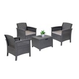 Set Mobilier Gradina Leziter Venus Trio 4 Piese Plastic Efect Rattan Grafit