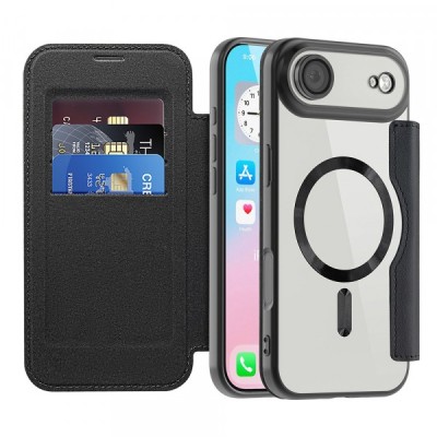 Husa MagSafe pentru Apple iPhone 17 Air, Techsuit, SmartMag Book, Neagra foto
