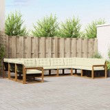 vidaXL Set de canapele de exterior cu pernă 9 pcs Natural și Crem 3369833