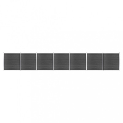 vidaXL Set de panouri de gard, negru, 1218x186 cm, WPC foto
