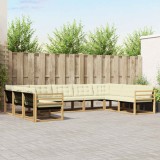vidaXL Set de canapele de exterior cu pernă 9 pcs Alb și crem 3389056