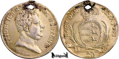 1812 ILW, 20 Kreuzer - Frederic I - Regatul W&amp;uuml;rttemberg foto