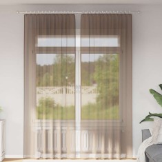 Gossi perdele voile cu bucle 2 buc maro deschis 140x260 cm