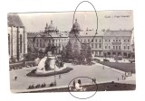 CP Cluj - Piata Libertatii, RPR, circulata 1961, animata, cu pliu si pete