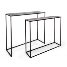 Set 2 console Tahir negru gri 90x25x72 cm, 100x29x82 cm