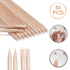 Bețișoare Manichiură-Pedichiură, Set 10 Bucăți, Lungime 11.5cm, Material Lemn