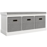 HOMCOM Pantofar tip Băncuţă cu 3 Sertare și Şezut din Lemn, 105x35x47 cm, Alb | Aosom Romania