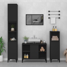 vidaXL Dulap de chiuvetă, negru, 80x33x60 cm, lemn prelucrat 821293