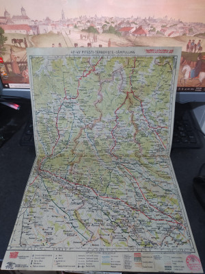Harta Pitești-T&amp;acirc;rgoviște-C&amp;acirc;mpulung 1:300000 M.D. Moldoveanu, București 1930, 229 foto
