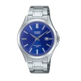 Casio Timeless MTS-115D-2A1V Ceas Bărbați Quartz Cadran Albastru Cristal Safir Brățară Argintie Oțel 41.3mm