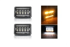 Set 2 faruri cu LED de 5 inch cu halogen 12V-24V scurta lunga cu lumini de zi DRL semnal de directie alb-galben 8000lm