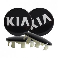 Set 4 capacele roti 58 mm Kia, pentru jante aliaj, Negru chrom Kiaczarne58mm