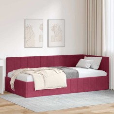 vidaXL Cadru de pat colțar cu headboard bordo 100 x 200 cm Catifea