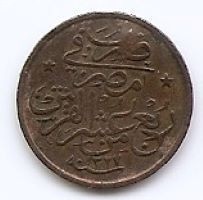 Egipt &amp;sup1;&amp;frasl;₄₀ Qirsh 1910 - Mehmed V, Bronz, 17.5 mm KM-300 (deteriorata) foto