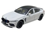 Macheta metal replica BMW M8 alb cu lumini si sunet, deschide usi, portbagaj si capota 1/24