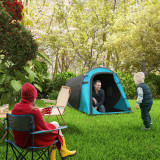 Outsunny Cort Camping 2 Persoane, Cort Automat Pop-up Iglu, 220x108x110 cm, Albastru