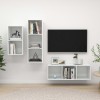 Set de dulapuri TV, 3 piese, alb extralucios, lemn prelucrat