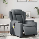 VidaXL Fotoliu de masaj electric rabatabil, gri, piele ecologică