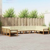 vidaXL Set de canapele de exterior cu pernă 10 pcs Natural și Crem 3368243