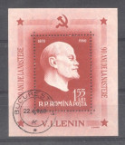 Romania 1960 Lenin, 90th birthday, perf. sheet, used Z.033, Stampilat
