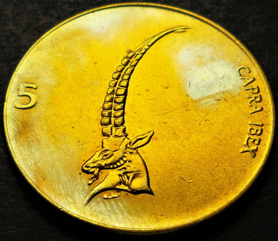 Moneda 5 TOLARI / TOLARJEV - SLOVENIA, anul 1992 * cod 2048 B foto