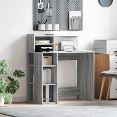vidaXL Birou cu Stocare sonoma gri 90 x 48 x 101.5 cm Lemn compozit