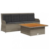 Set canapea de gradina cu perne, 3 piese, gri, poliratan