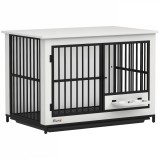 PawHut Cușcă mare pentru c&acirc;ini, acces ușor, &icirc;nchidere cu &icirc;ncuietoare, suport rotativ pentru boluri, pentru c&acirc;ini mici și mari, alb | Aosom Romania