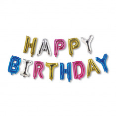 3D Balon model litere „Happy Birthday” – diferite culori – 33 cm