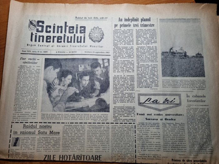 scanteia tineretului 28 septemnrie 1963-raionul satu mare,uzina tractorul brasov