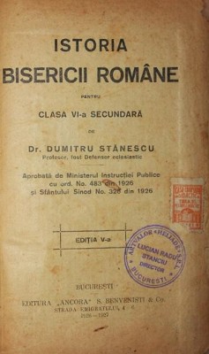 ISTORIA BISERICII ROMANE PENTRU CLASA VI - A SECUNDARA foto