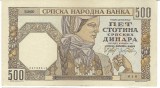 Bancnota 500 dinara 1941 XF/aUNC - Serbia