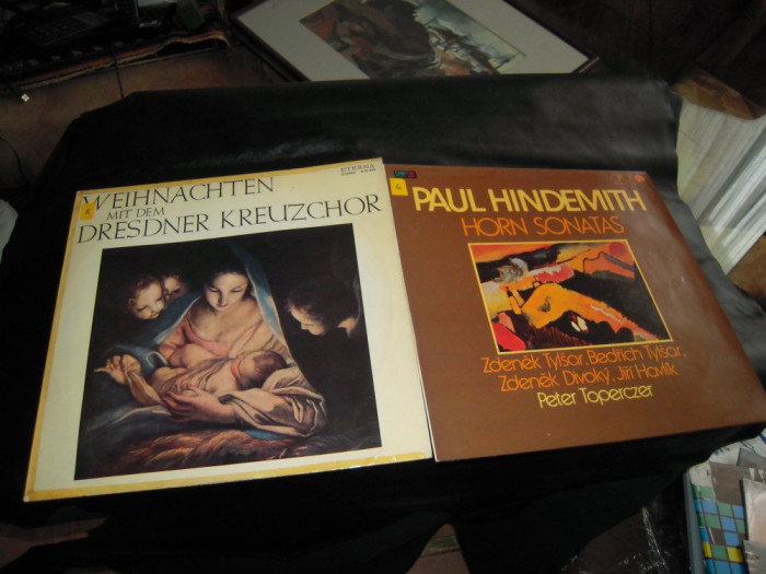 LOT de 2 viniluri cu muzica de Craciun si simfonica Paul Hindemith- Horn sonatas